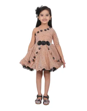 Ahhaaaa Embellished On-Shoulder Party Dress for Girls