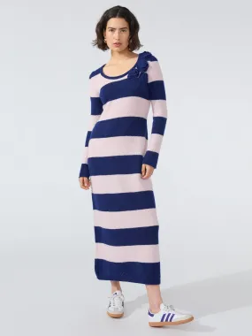 Alma Alpaca Maxi Dress Navy/Pink Stripe