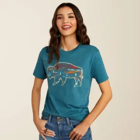 Ariat Women's Deep Sea Heather Bison Ranch Tee 10052540