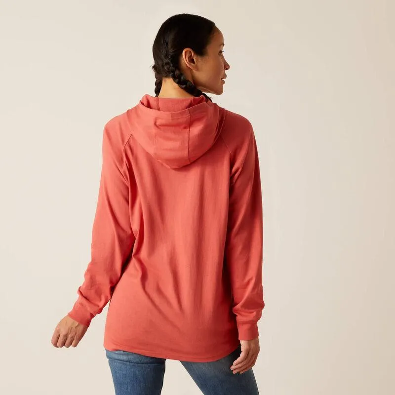 Ariat Women's Rebar Mineral Red Cotton Strong Hooded Long Sleeve Tee 10049008