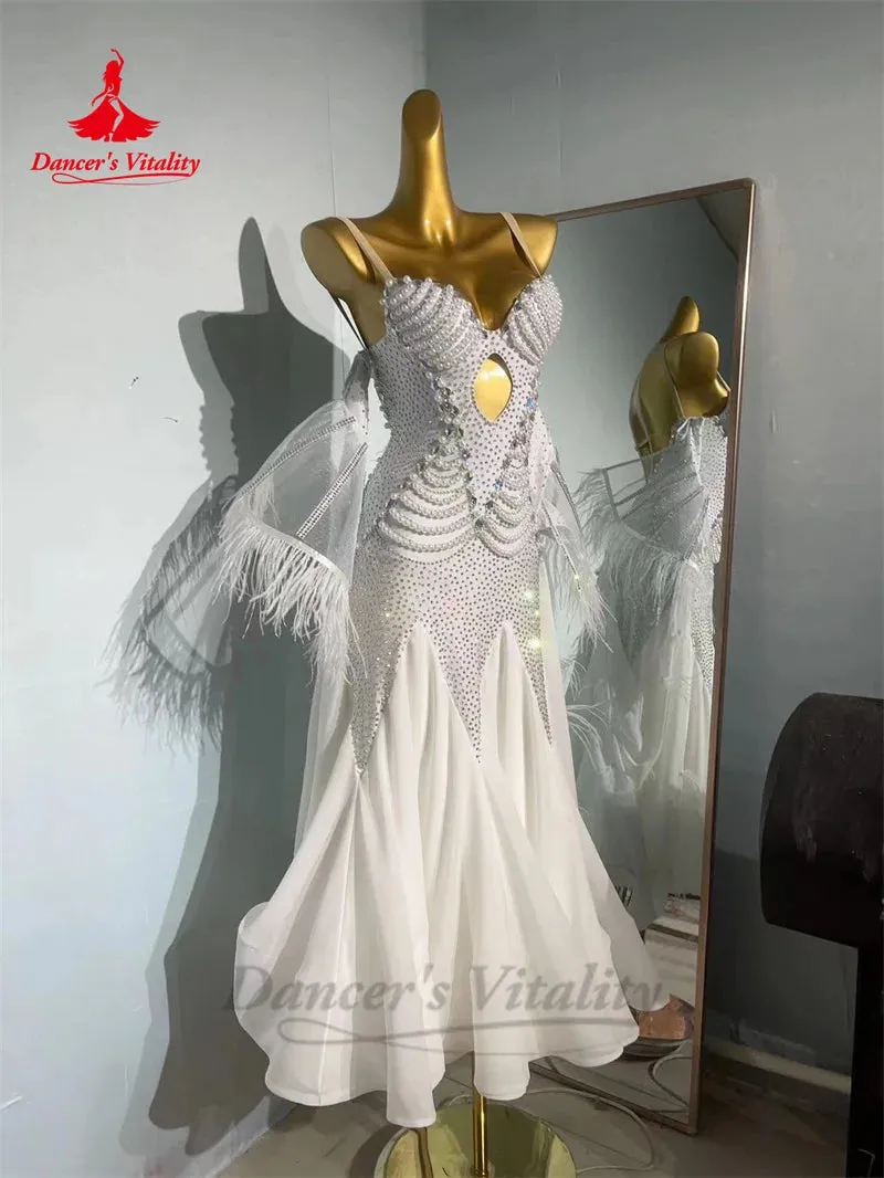 Ballroom Dance Performance Clothes for Women Hand Made Senior Modern Social Dancing Competiton Dress Adult Child Waltz Dresses modern dancing