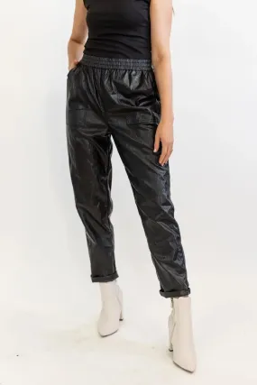 Best Harvest Black Faux Leather Jogger - Final Sale