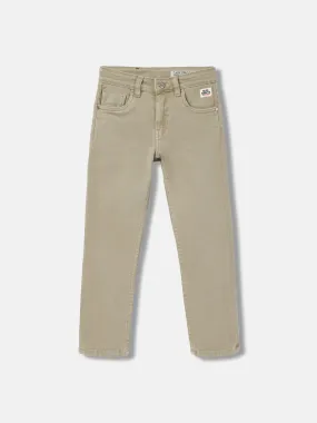 Blue Giraffe Boys Beige Solid Straight Fit Jeans