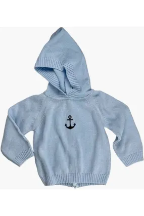 Blue Raglan Sleeve Zip Back Baby Hoodie