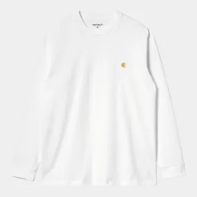 Carhartt L/S Chase T-Shirt White / Gold