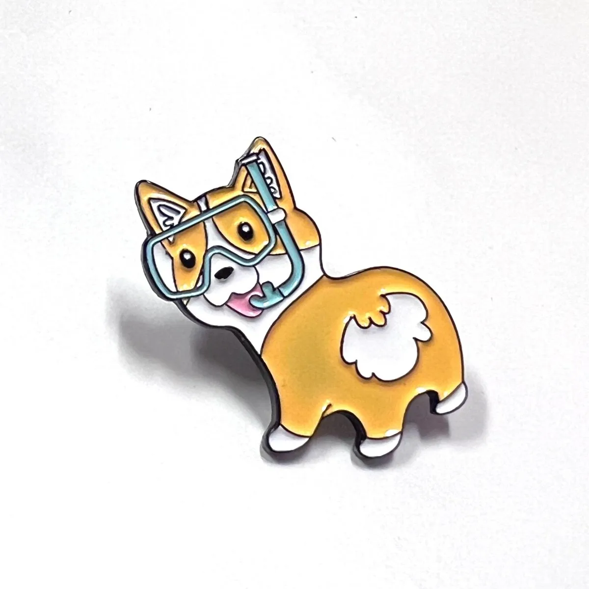 Corgi Dog with Diving Goggles Enamel Pin