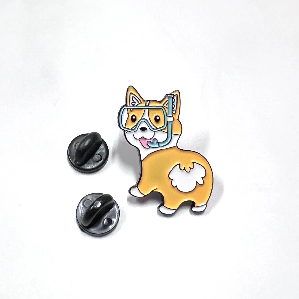 Corgi Dog with Diving Goggles Enamel Pin