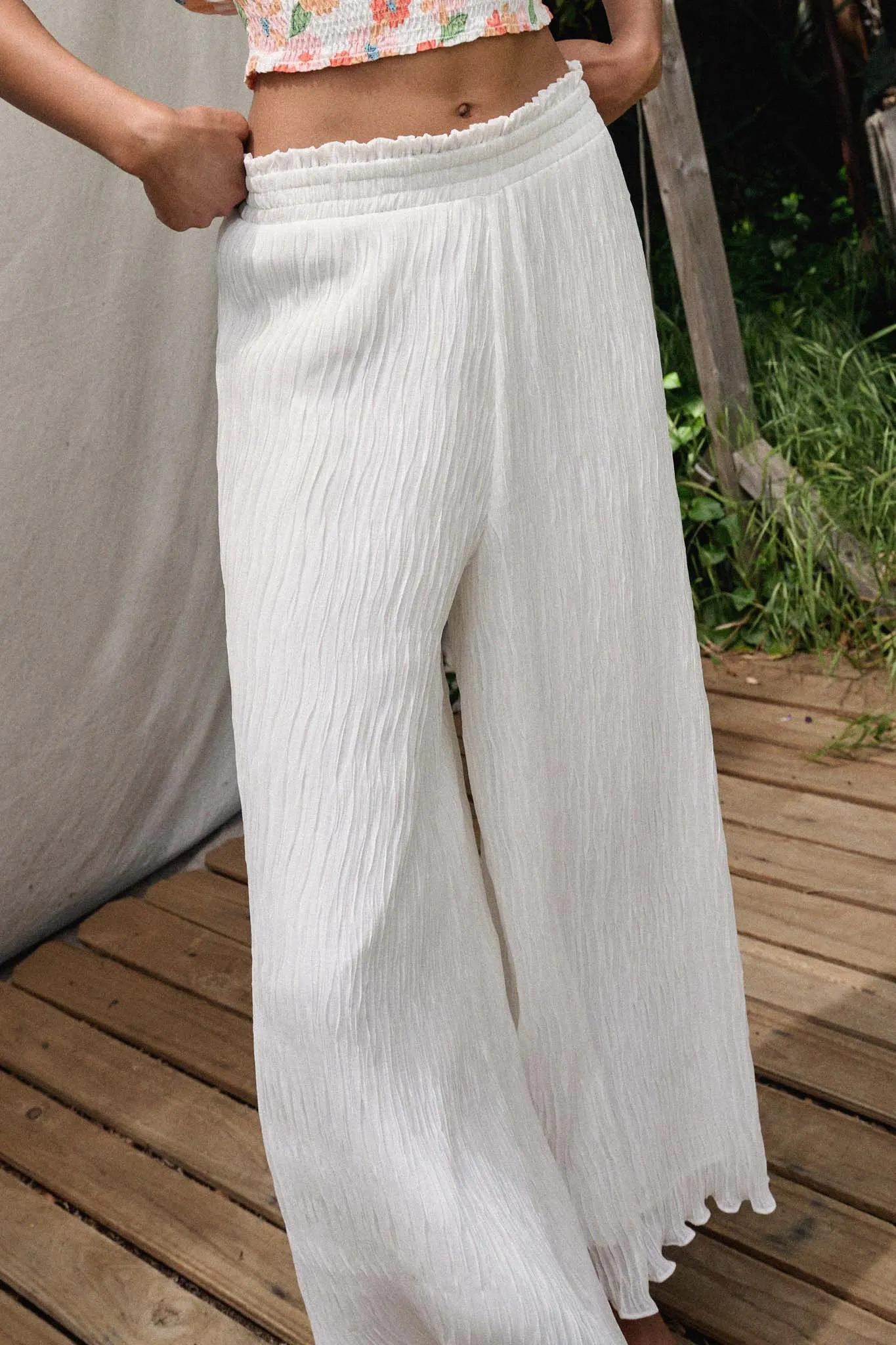 Fan Mail Accordion Pleated Wide-Leg Palazzo Pants