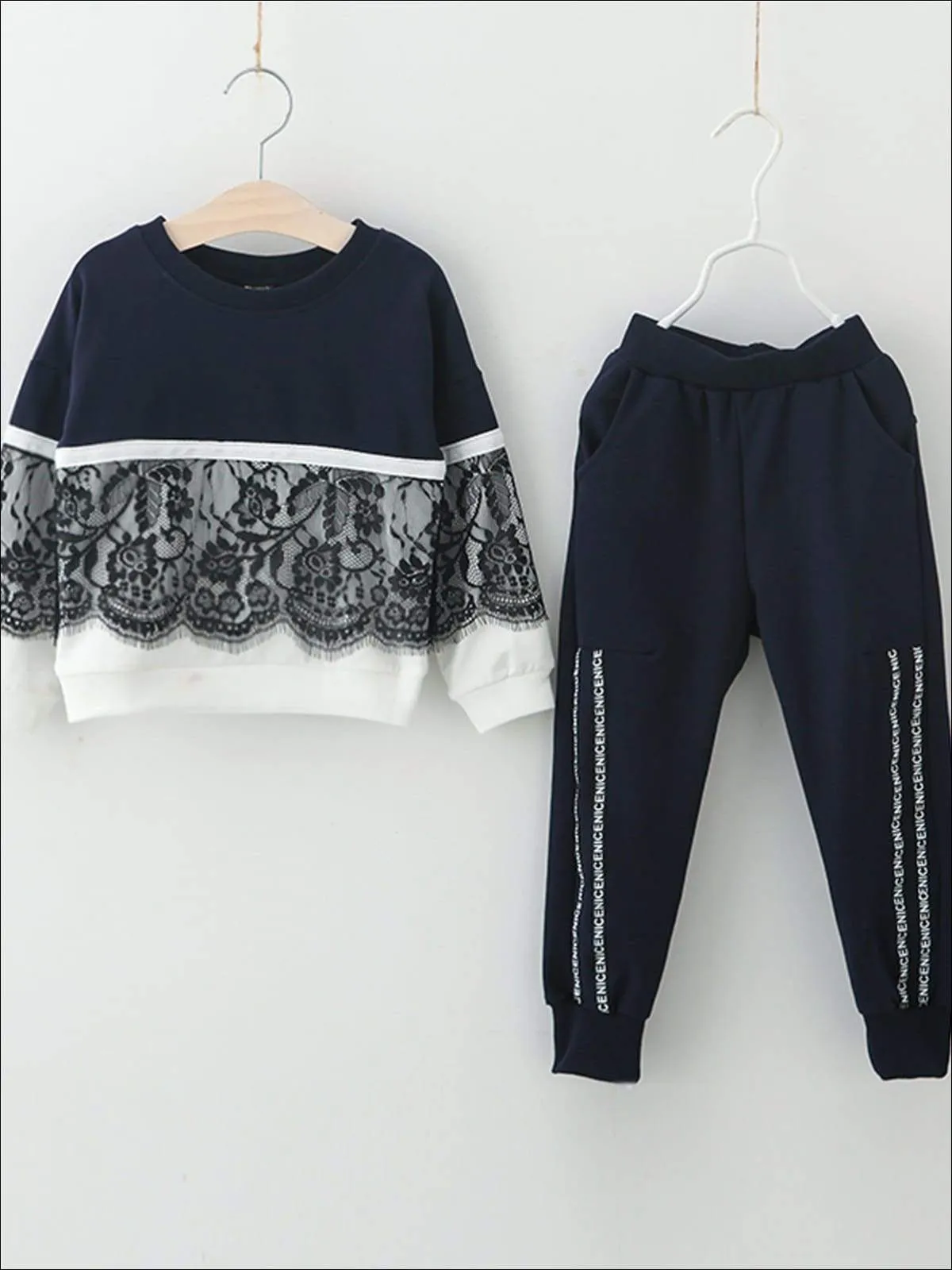 Girls Lace Two Tone Tracksuit