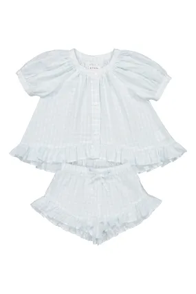 Girls Sophie Sleep Set - Cotton - Gingham Pale Blue