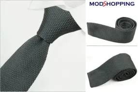 grey knitted tie| uk mod clothing classic grey tie for men