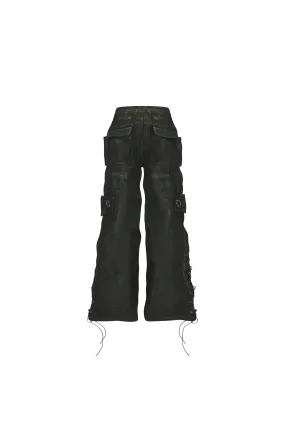 Hand-Waxed Wide-Leg Denim Trousers