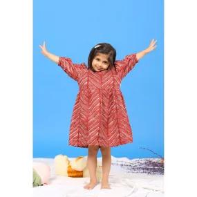 Handcrafted Shibori on Maroon Kids Dress