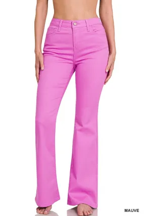 High Rise Bootcut Mauve Color Denim Pants