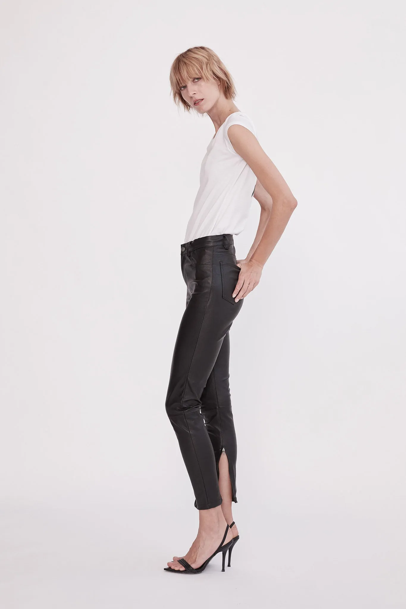 Houston High Rise Legging Black Stretch Leather