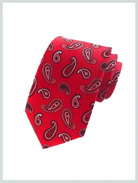 Knitted Tie | Red Paisley Tie for Men