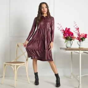 Libby Dress Pleather Wine