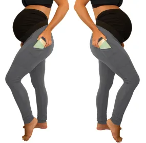 Long and high waist side pocket Maternity Pants