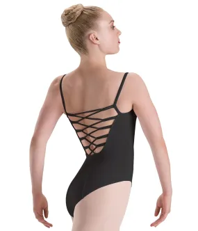 Motionwear Pinch-Front Lattice-Back Camisole Leotard