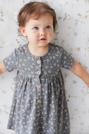 Organic Cotton Lola Dress - Rosalie Floral Lava