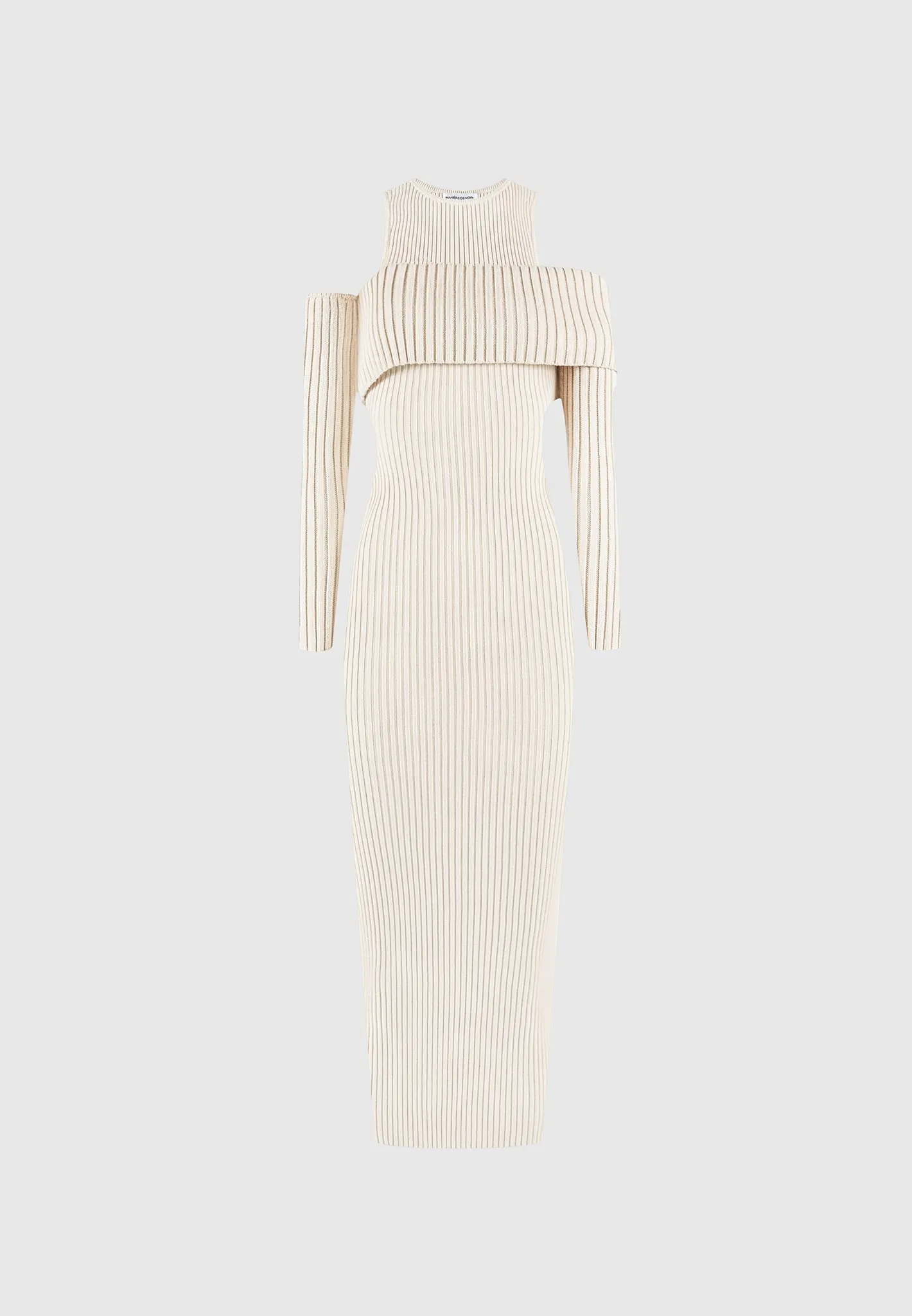 Overlay Knitted Midaxi Dress - Beige