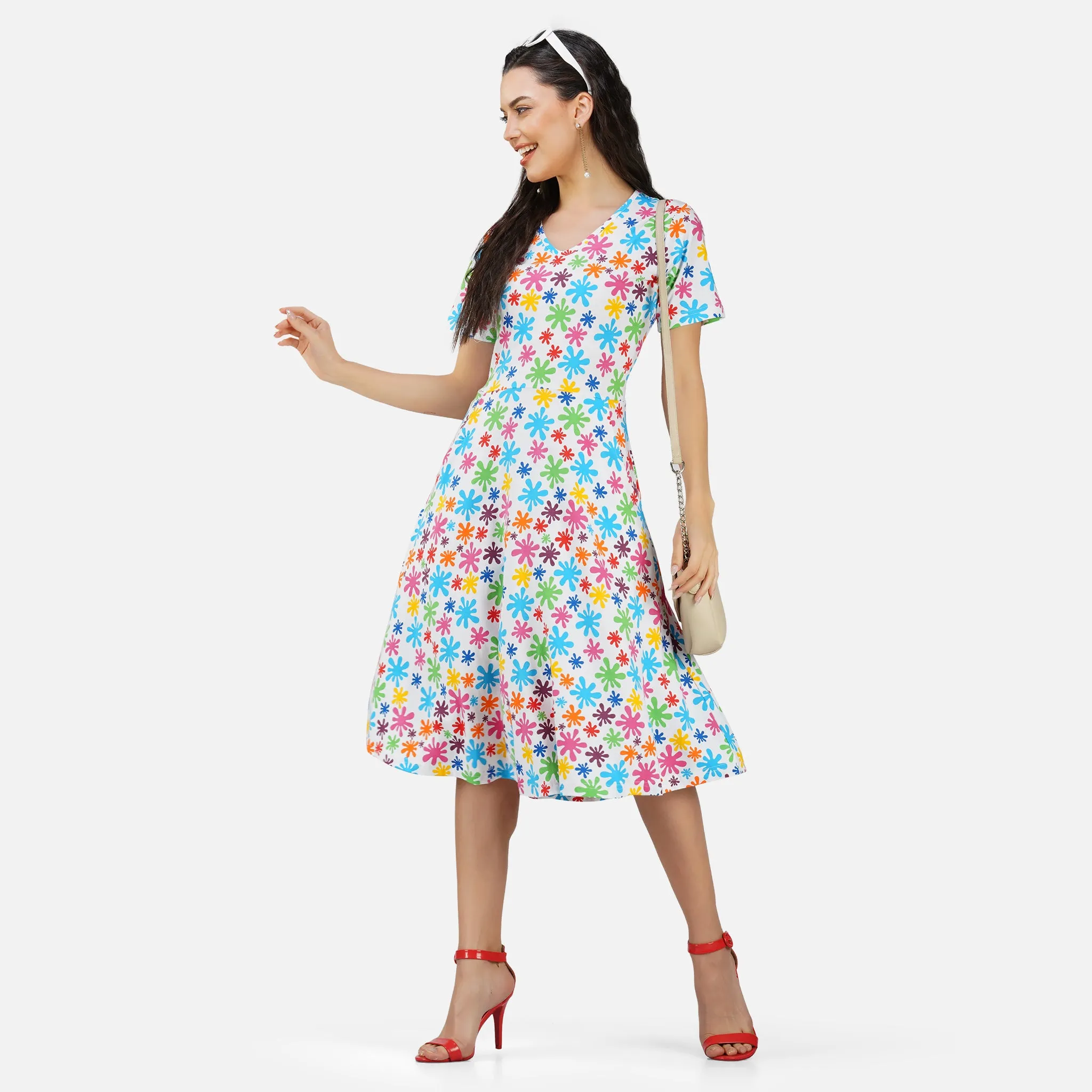 Paint Splats Fit & Flare Dress