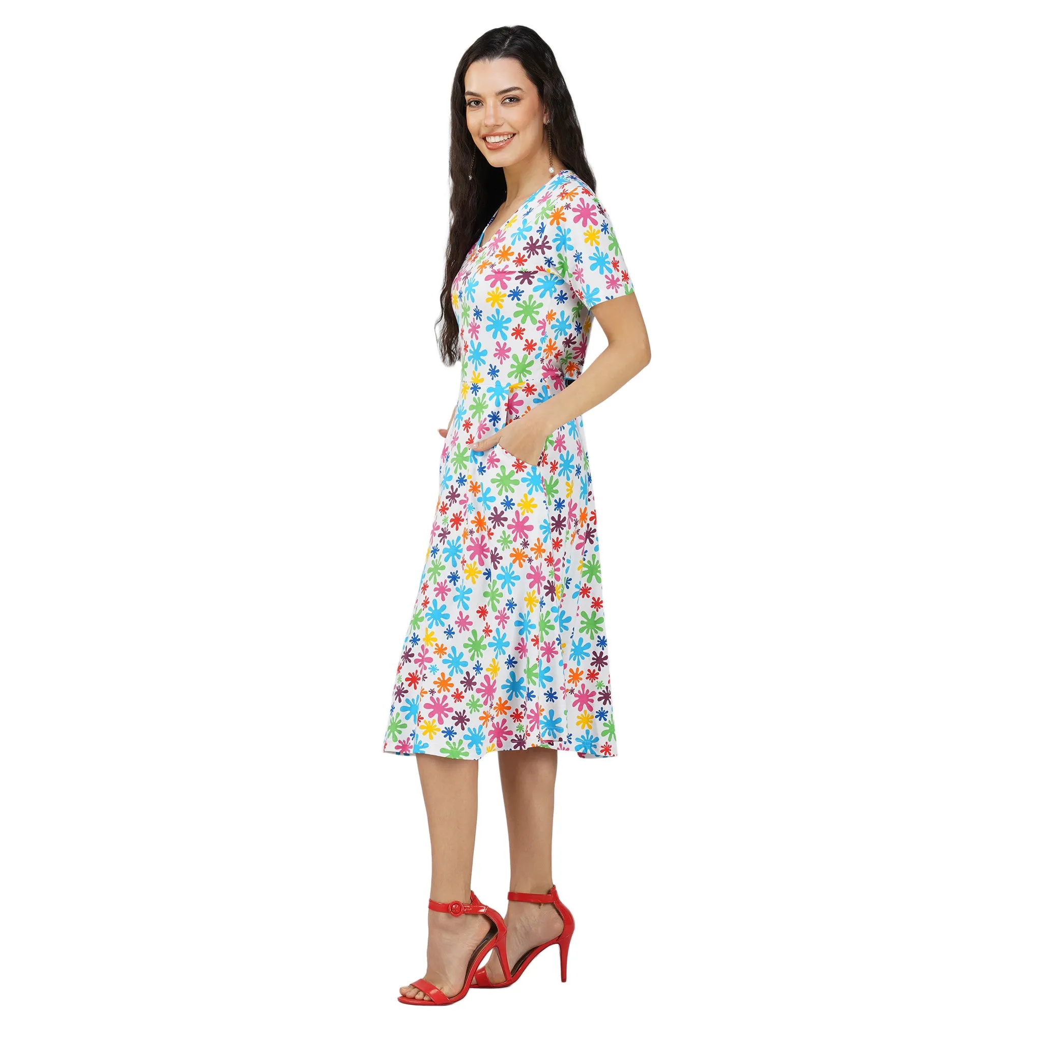 Paint Splats Fit & Flare Dress