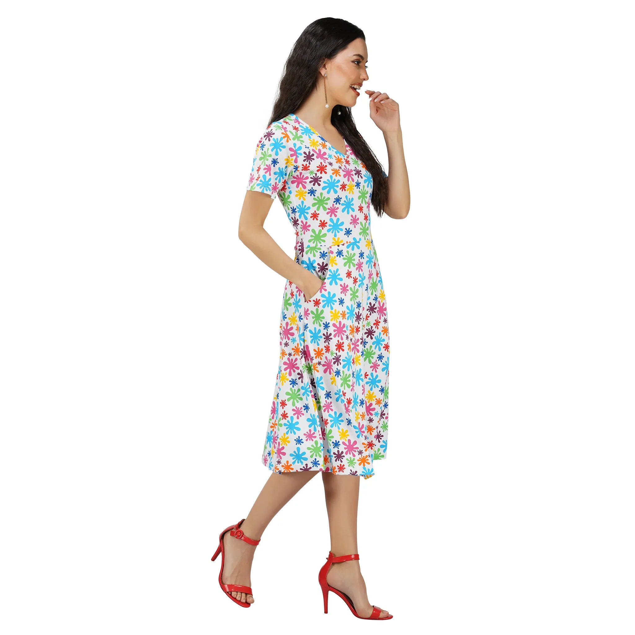 Paint Splats Fit & Flare Dress