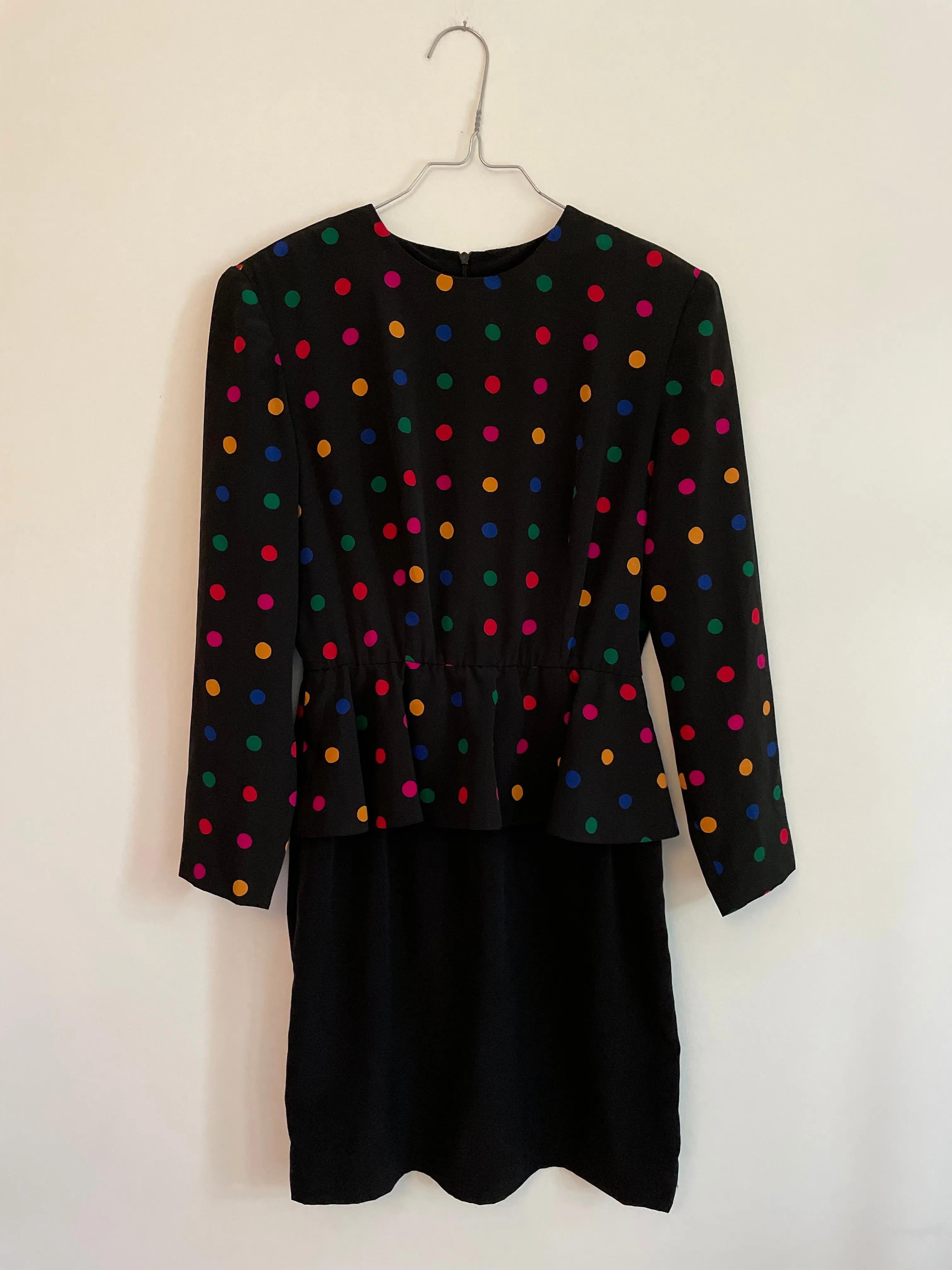 Rainbow Polkadot Peplum Dress