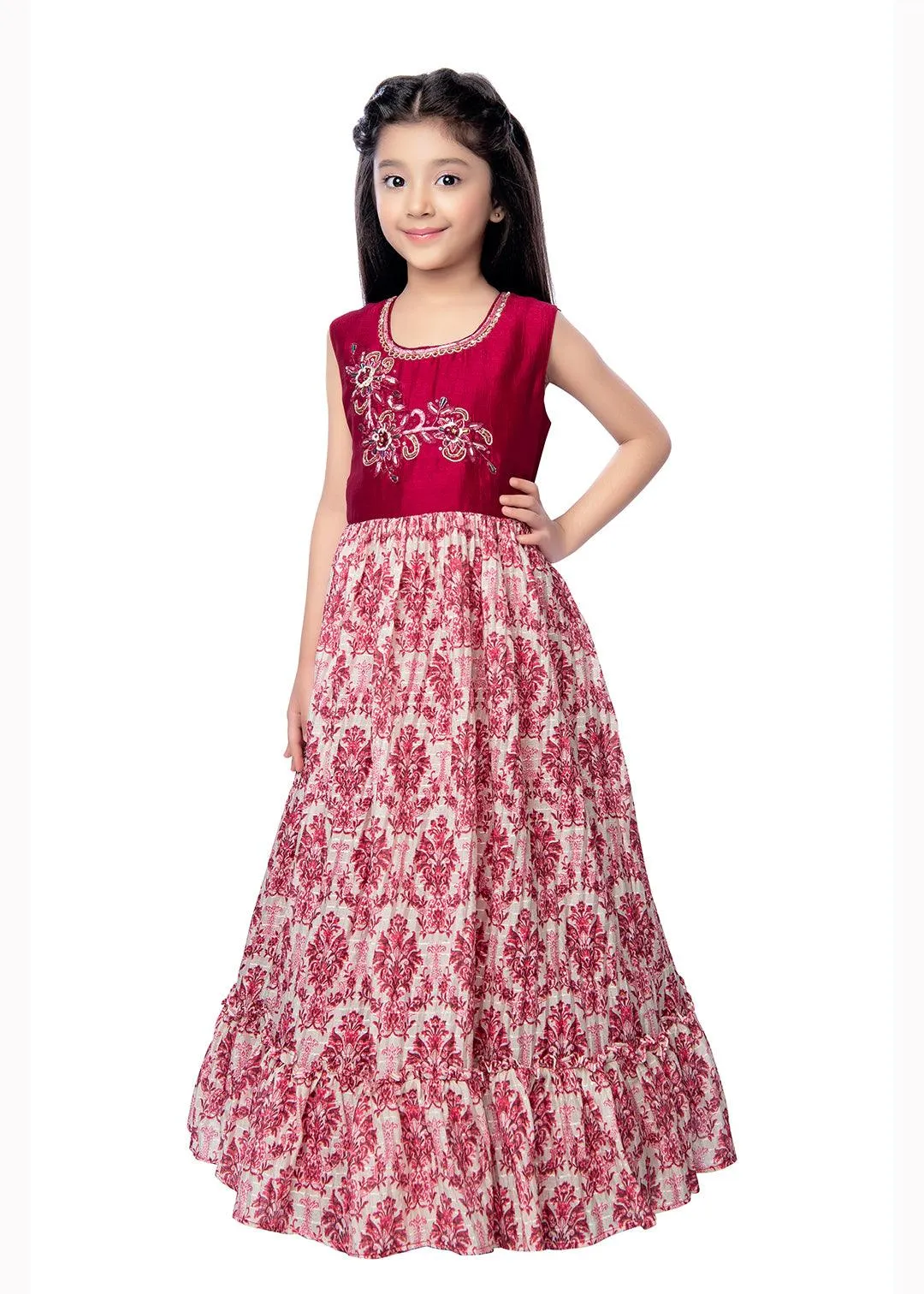 Rani Coloured Ethnic Maxi Dress Gown For Girls