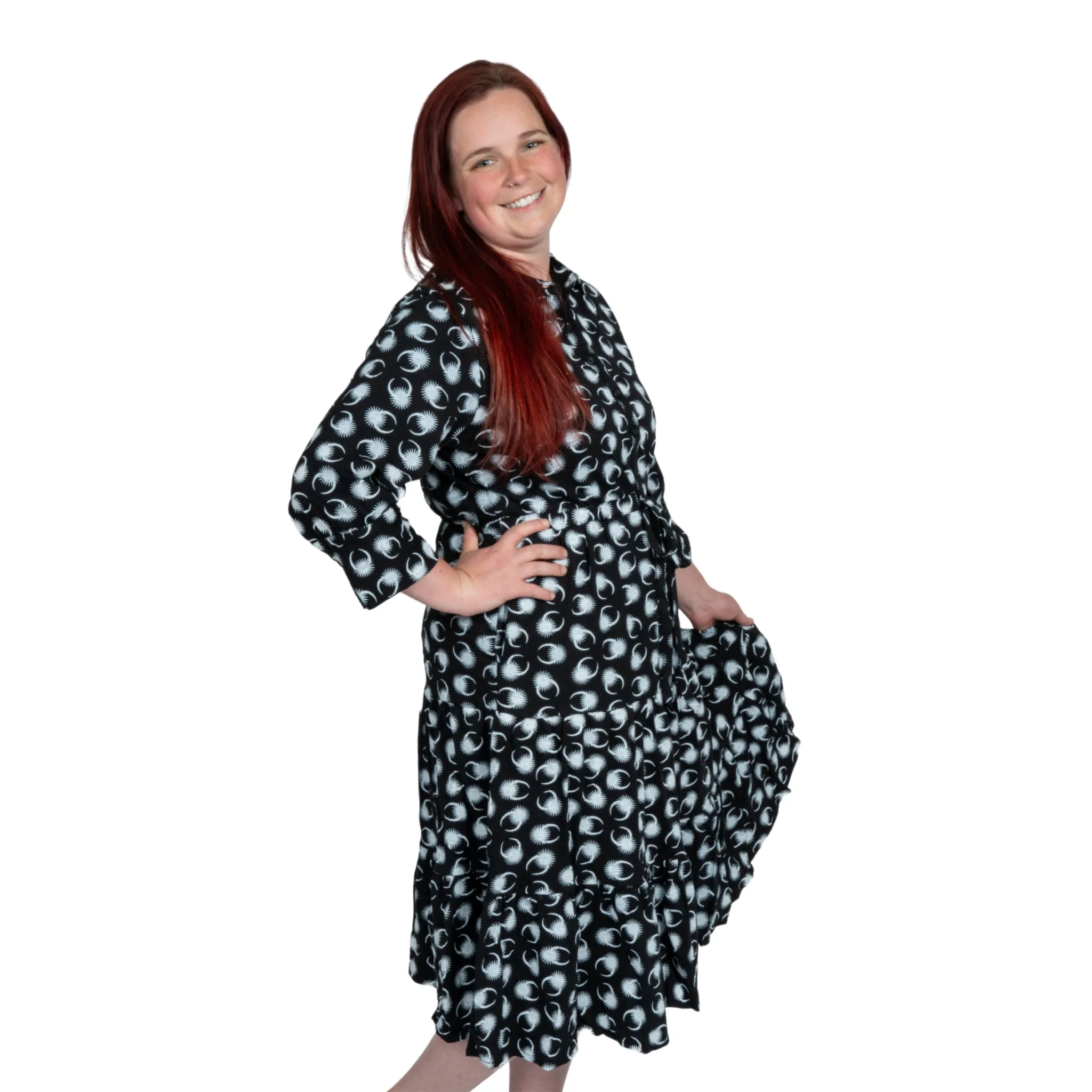 Solar Eclipse Button-Up Tiered Dress [FINAL SALE]