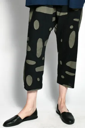 UZI DROP CROTCH PRINTED PANT, BLACK PEBBLE