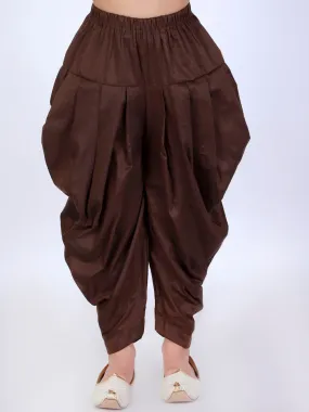 VASTRAMAY Boy's Coffee Brown Solid Relaxed-Fit Dhoti